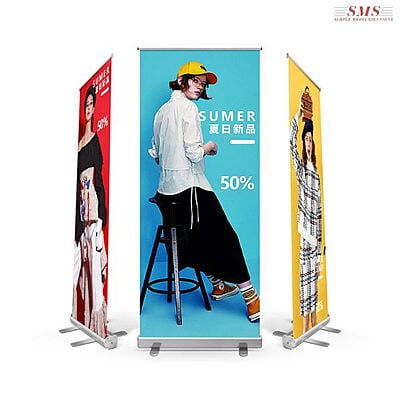Rollup Stand B/ B Silver Double Sided With Clip Bar 1.20Mx2M